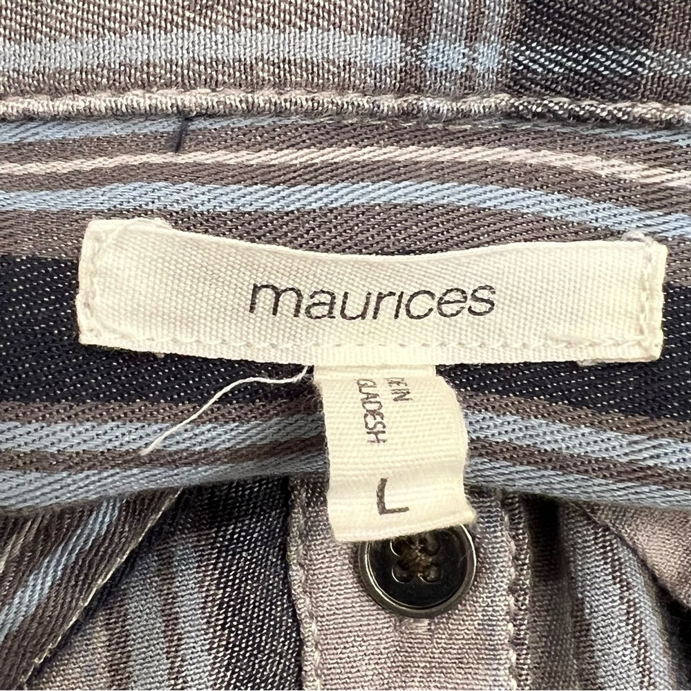 Maurices Blue Gray Plaid Long Sleeve Button Down Collared Shirt - Picture 10 of 12